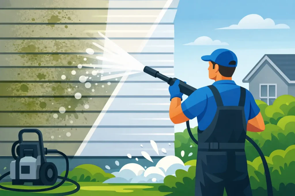 Power Washing for Moldy Siding Done Right
